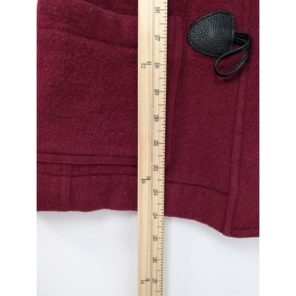 Burberry Brit Finsdale Wool Duffel Coat US 4 Red Peacoat Nova Check Toggle Hood - Picture 13 of 13